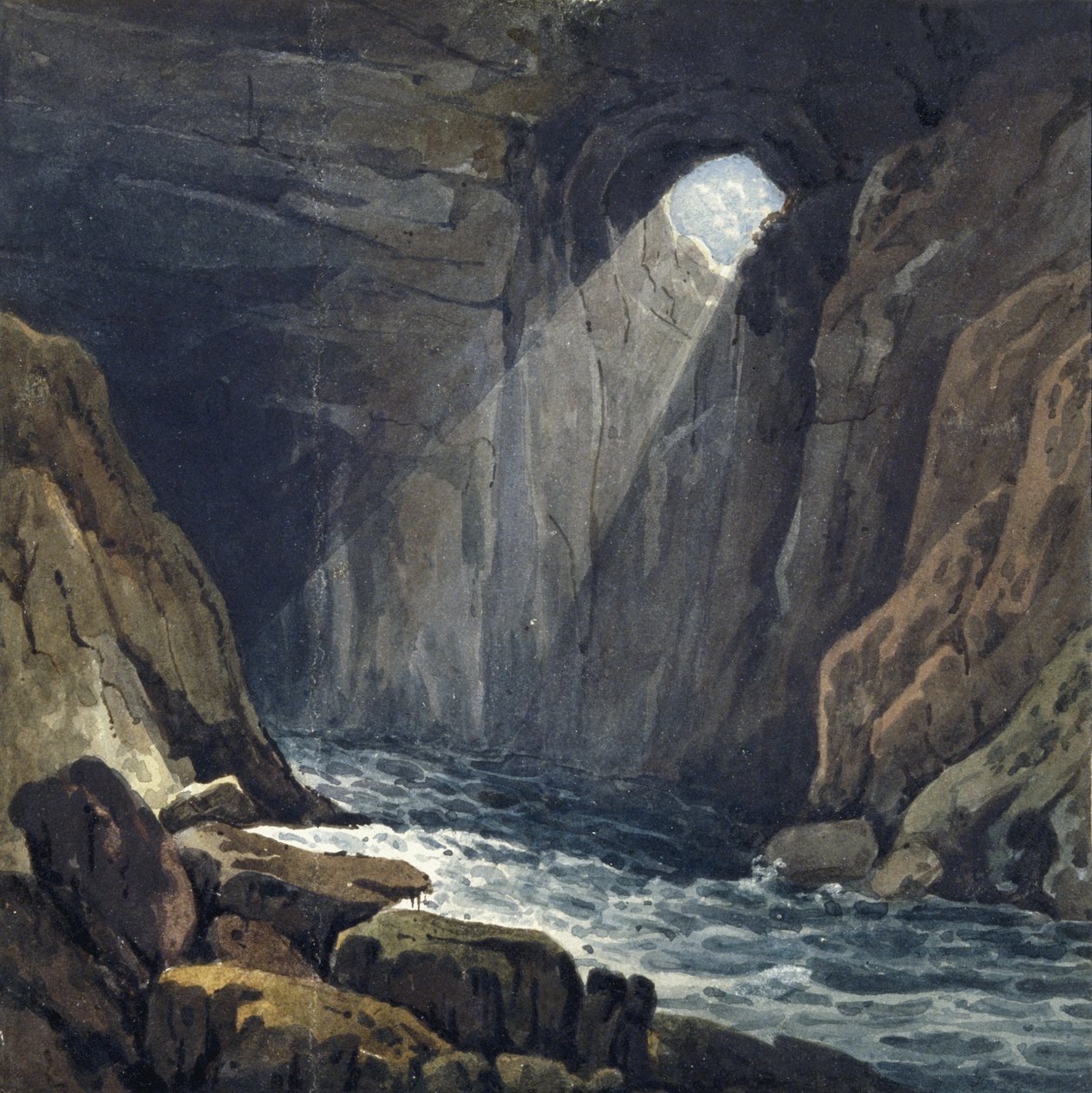 Interno della grotta a Porth yr Ogof da Thomas Hornor
