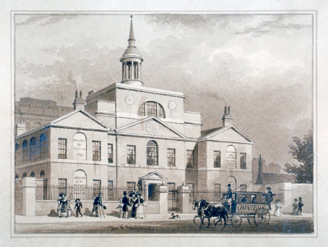 Ospedale della Città di Londra per le partorienti, City Road, Finsbury, Londra, c1827 da Thomas Hosmer Shepherd