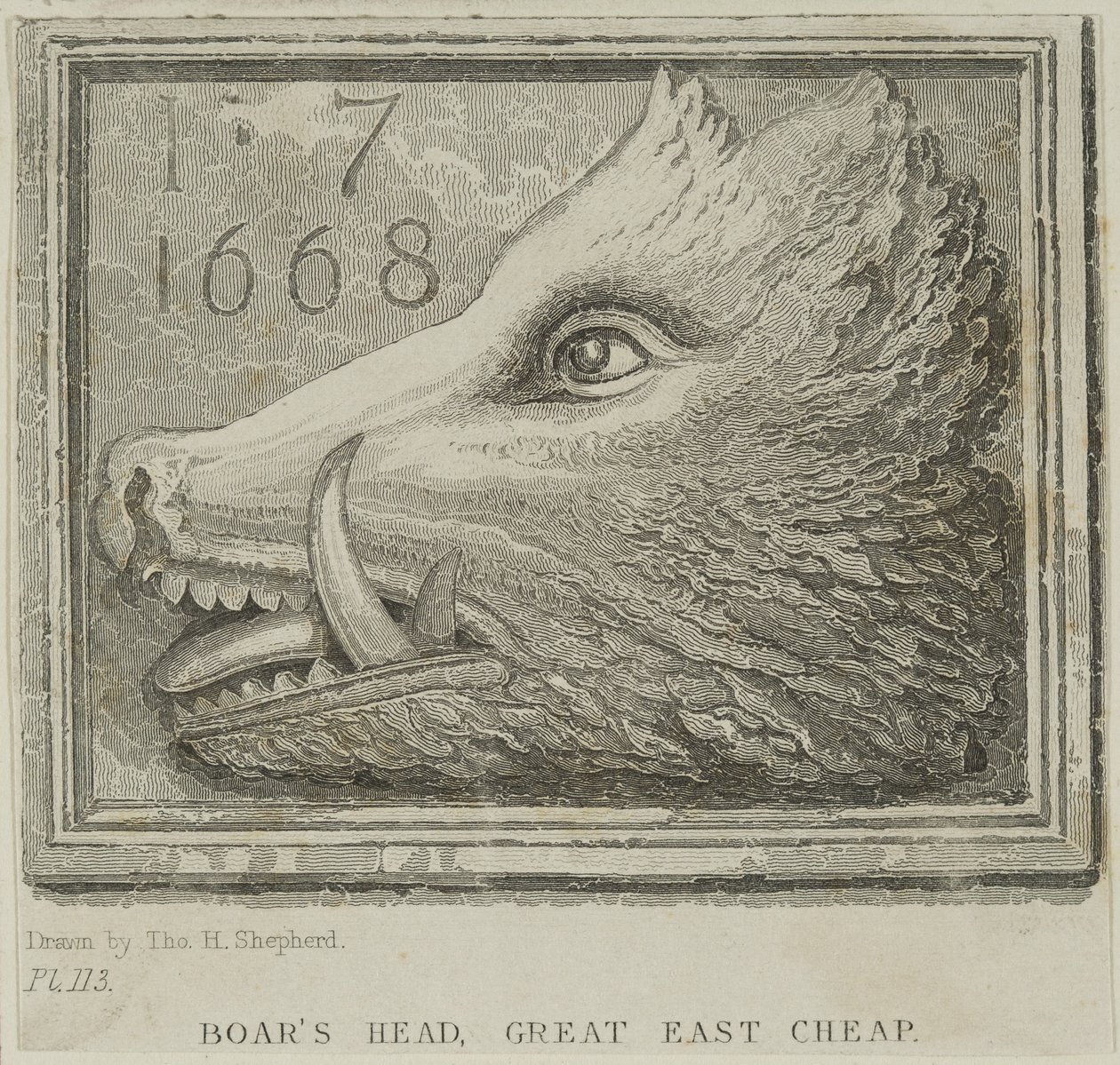 Insegna della taverna Boars Head a Eastcheap, c.1850 da Thomas Hosmer Shepherd