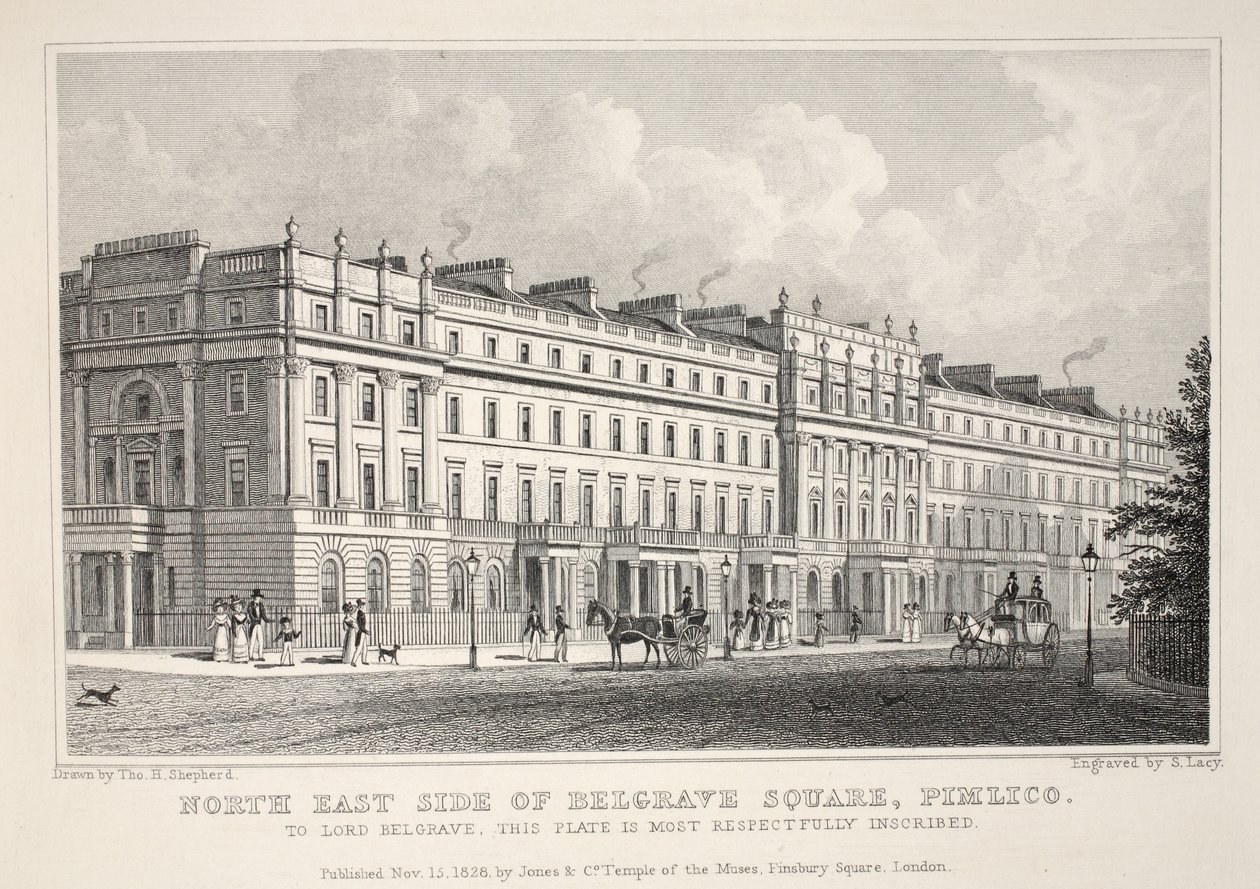 Lato nord-est di Belgrave Square, Pimlico, da 