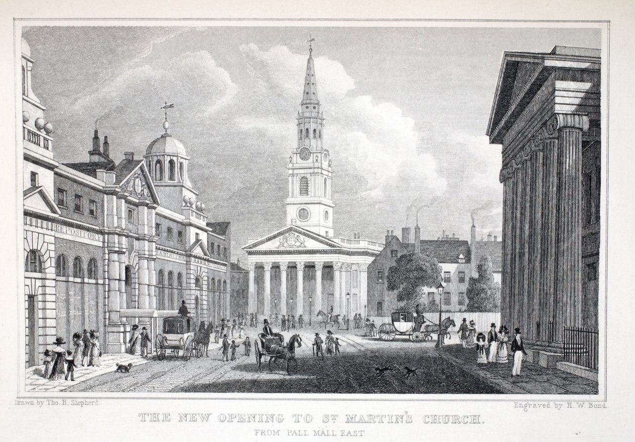 La nuova apertura della Chiesa di San Martino, da Pall Mall East, da 