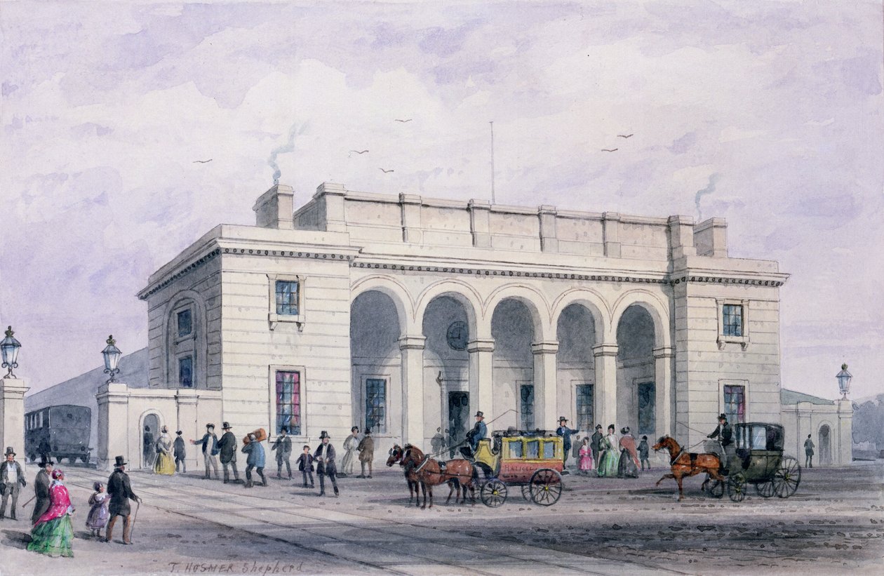 La stazione ferroviaria sud-occidentale a Nine Elms Vauxhall, 1856 da Thomas Hosmer Shepherd