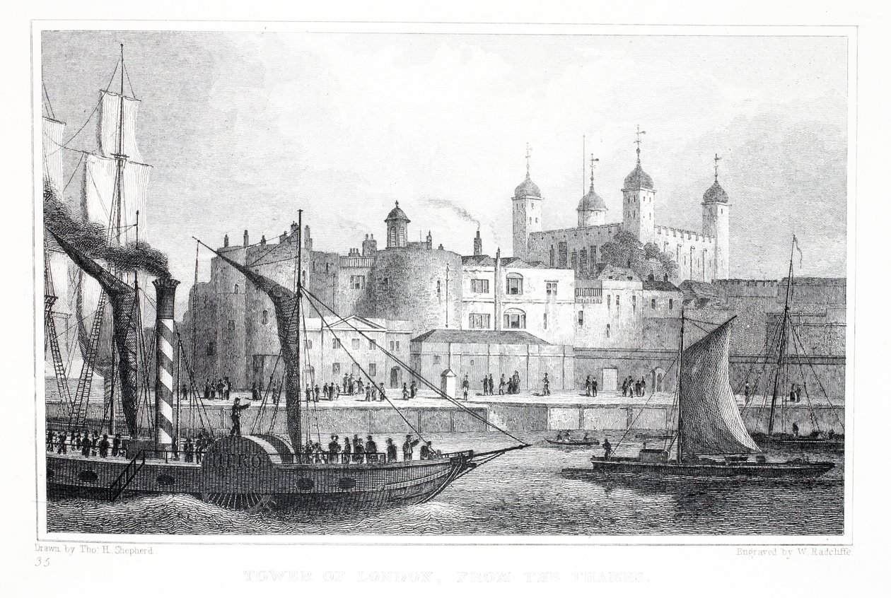 La Torre di Londra, dal Tamigi, da 