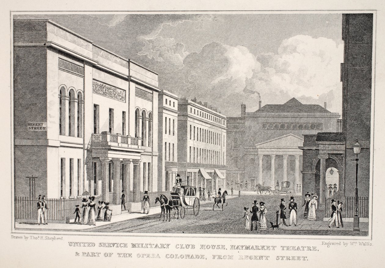 United Service Military Club House, Haymarket Theatre e parte della Colonnata dell