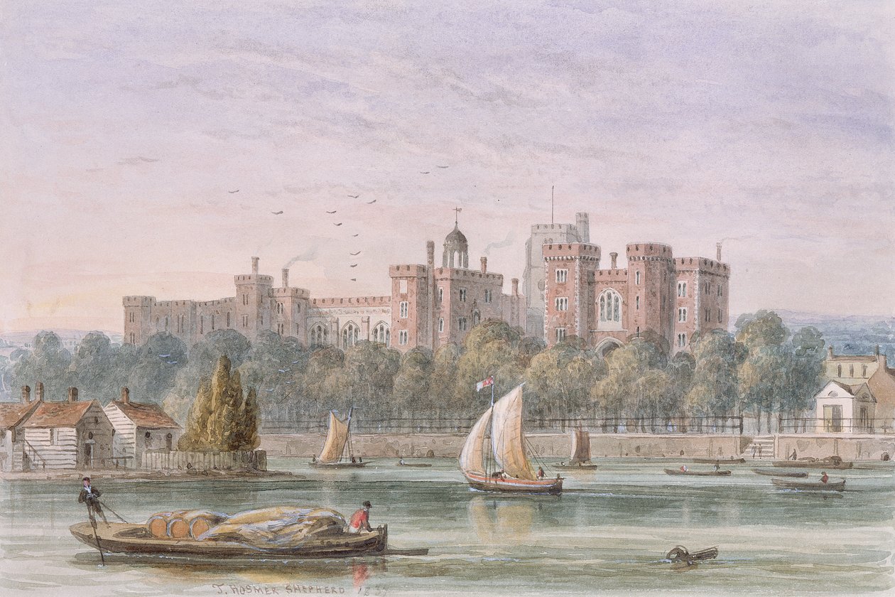 Veduta del Lambeth Palace dal Tamigi, 1837 da Thomas Hosmer Shepherd