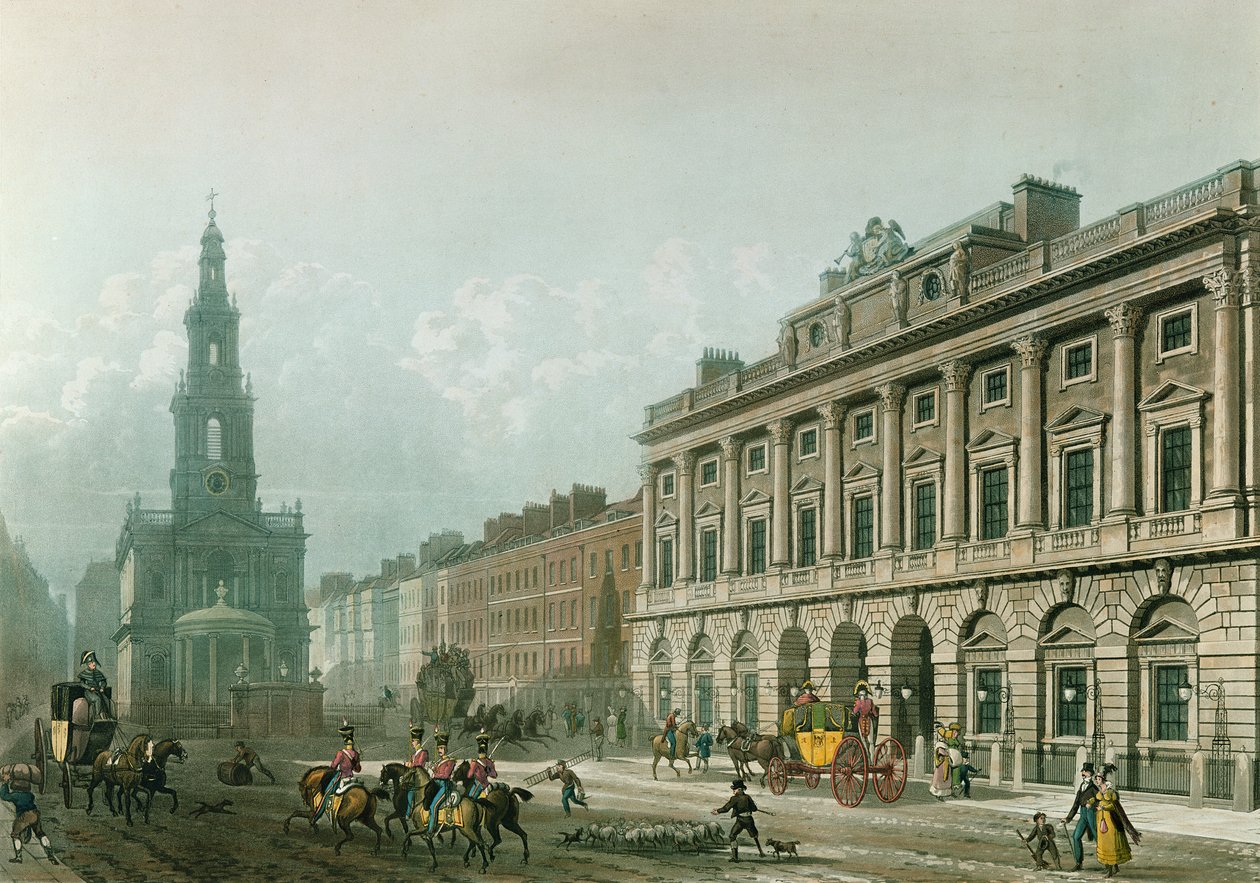 Veduta di Somerset House, dallo Strand, inciso da J. Bluck, 1819 da Thomas Hosmer Shepherd
