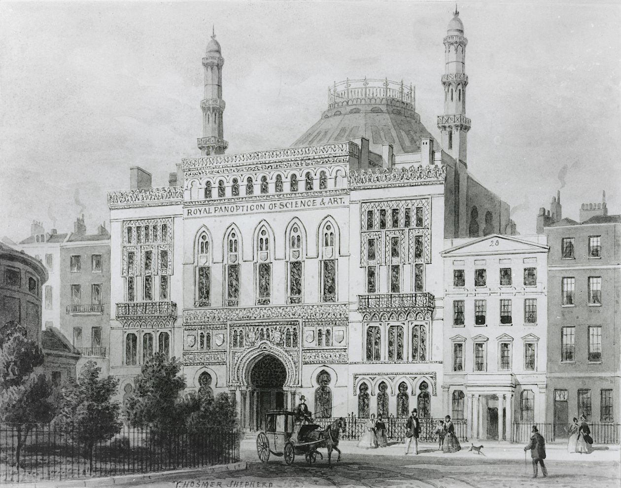 Vista del Royal Panopticon of Science and Art da Thomas Hosmer Shepherd