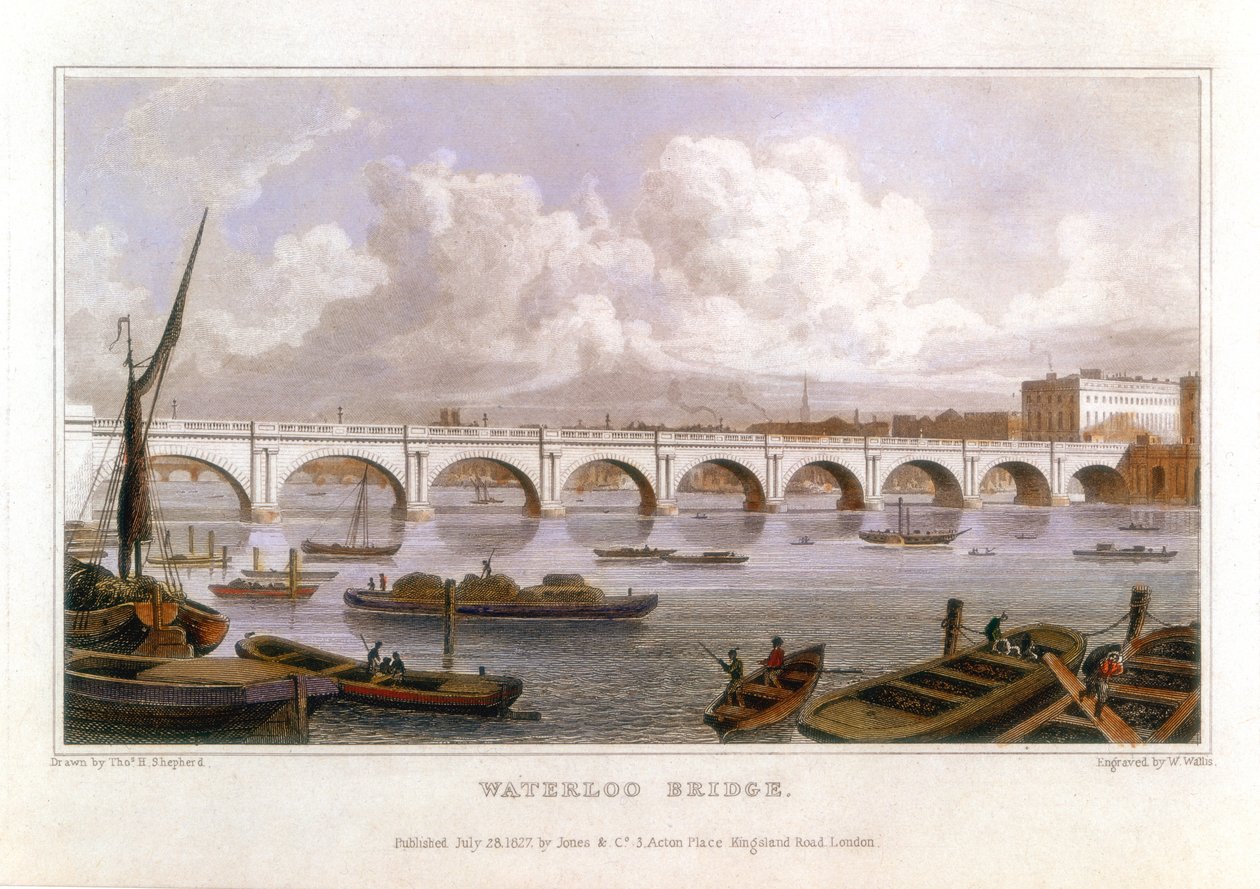 Ponte di Waterloo, Londra, sul Tamigi, 1817 da Thomas Hosmer Shepherd