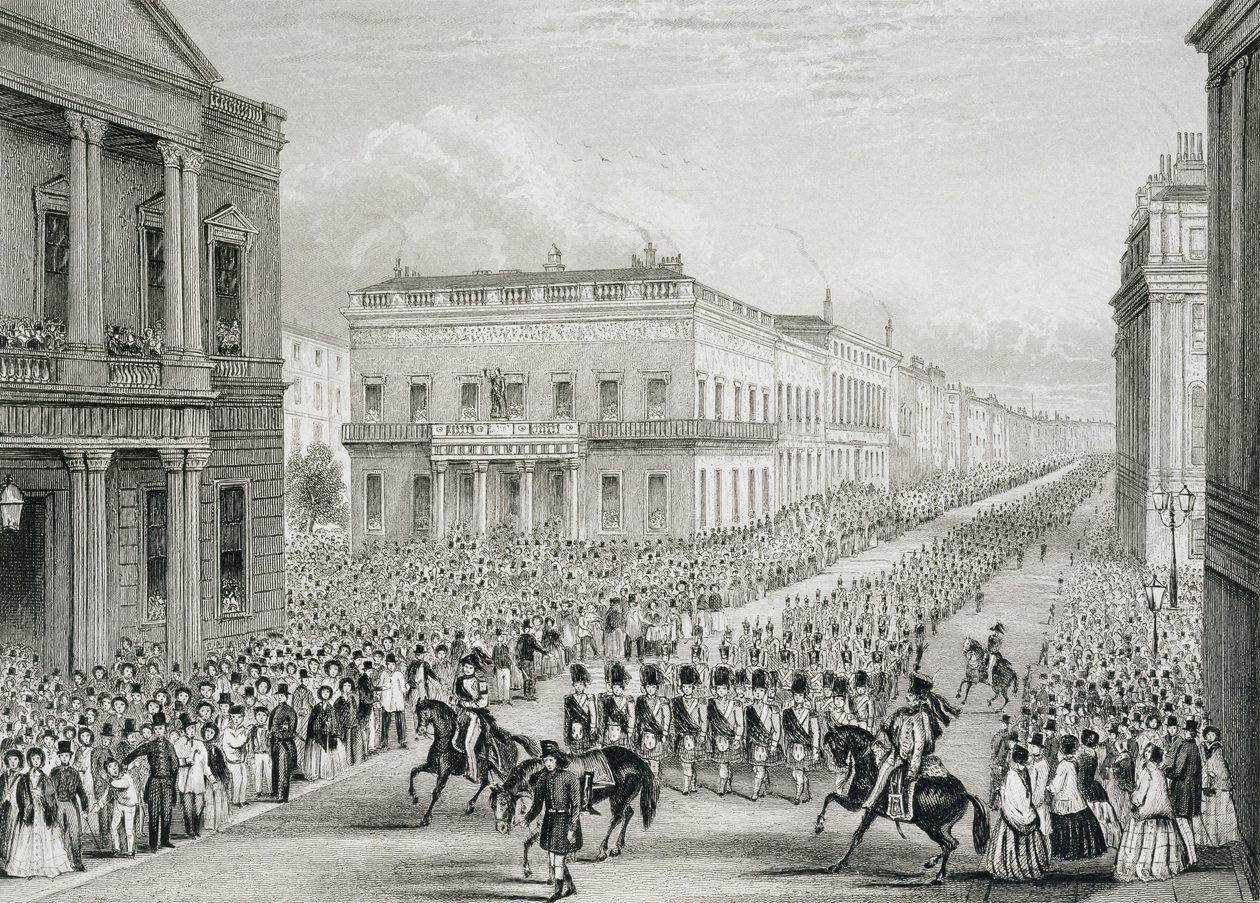 Il Corteo Funebre di Wellington che passa davanti al Senior United Service Club, Pall Mall da Thomas Hosmer Shepherd