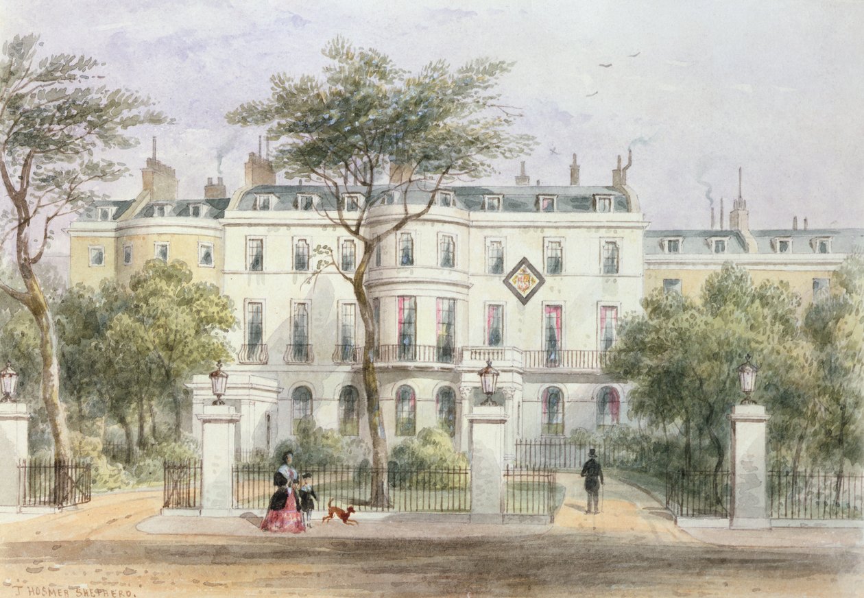 Facciata ovest della casa di Sir Robert Peel nel Privy Garden (1788-1850) 1851 da Thomas Hosmer Shepherd