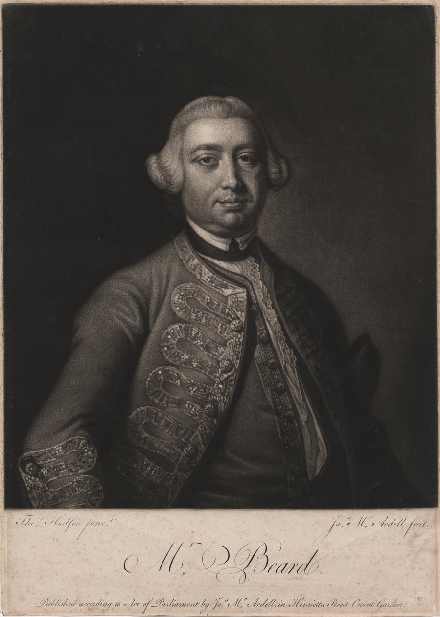 Mr. Beard, inciso da James McArdell, 1764 da Thomas Hudson