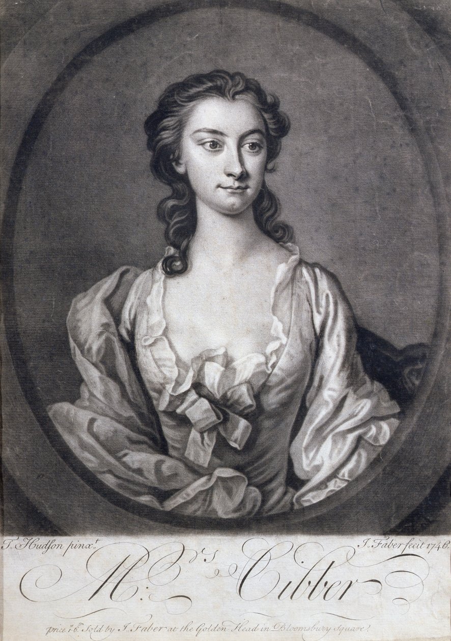 Ritratto di Mrs Cibber, attrice e cantante, inciso da John Faber, 1746 da Thomas Hudson