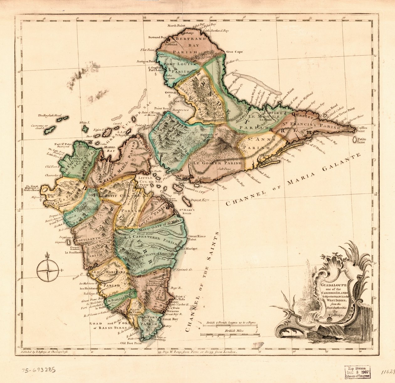 Guadalupa una delle isole dei Caraibi soggette alla Francia nelle Indie Occidentali, LOC 75693285 da Thomas Jefferys