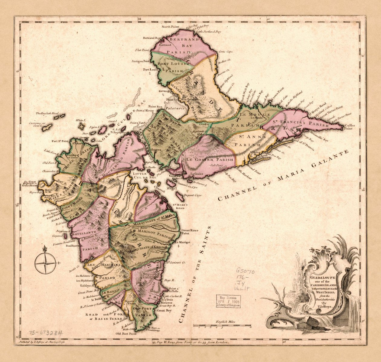 Guadalupa una delle isole dei Caraibi soggette alla Francia nelle Indie Occidentali, LOC 75693284 da Thomas Jefferys
