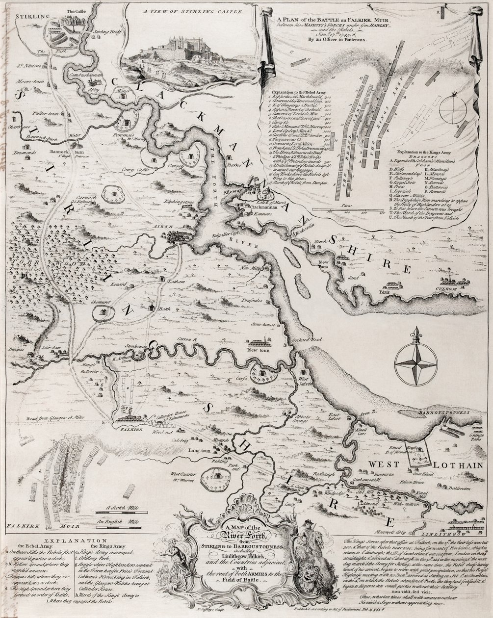 La battaglia di Falkirk, 28 gennaio 1746 da Thomas Jefferys