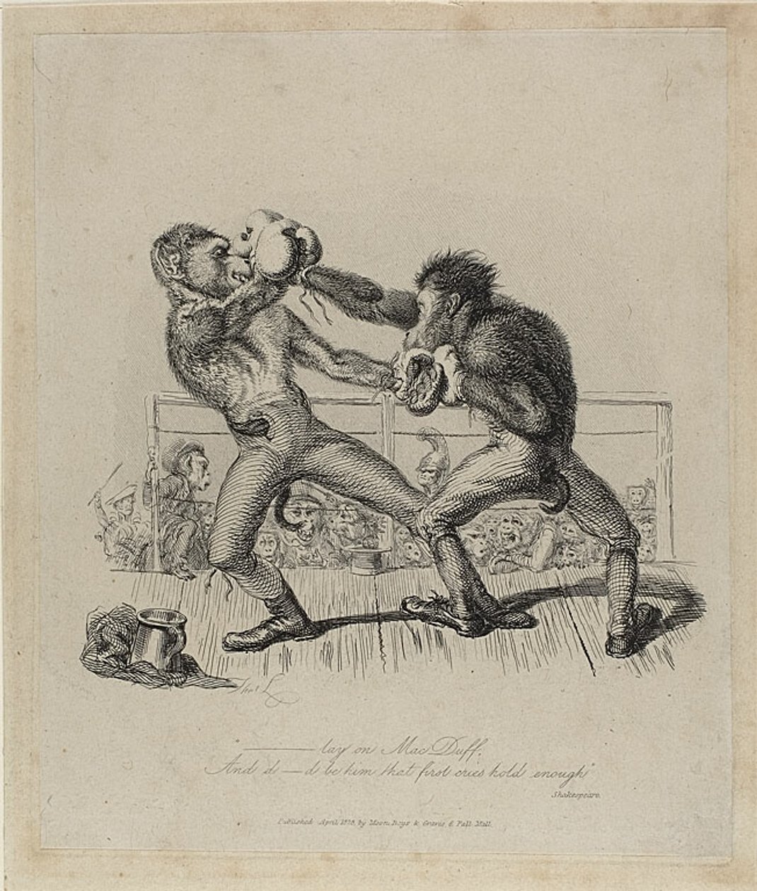 Scimmie che fanno boxe, da Monkey-ana da Thomas Landseer