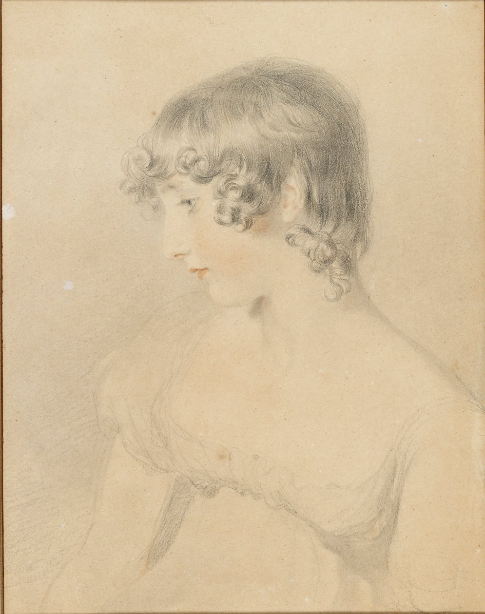 Ritratto busto di Susan Bloxam, girata di profilo a sinistra da Thomas Lawrence
