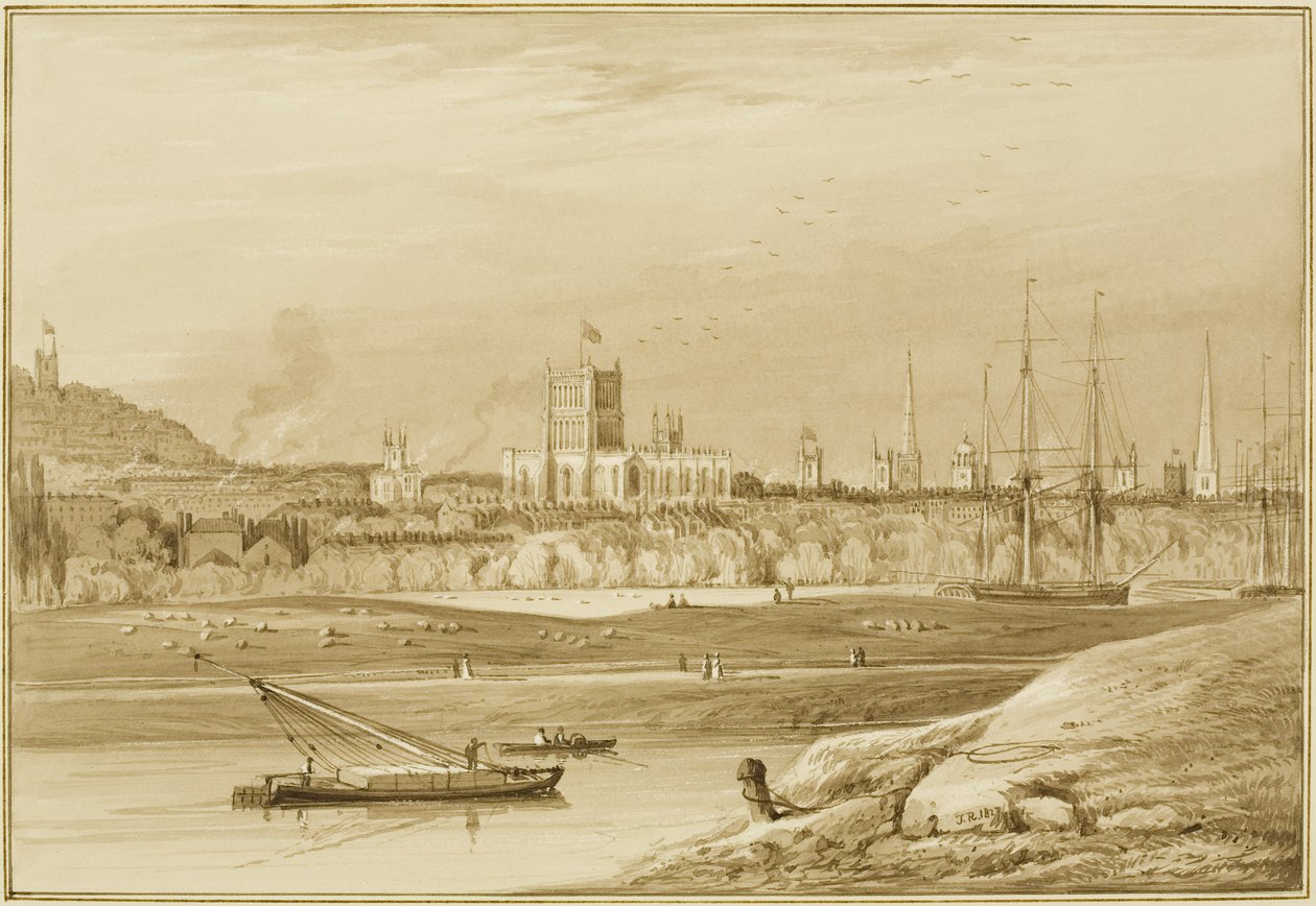 Bristol da Coronation Road con Cumberland Road, il New Cut e una vista delle chiese di Bristol da Thomas Leeson the Elder Rowbotham