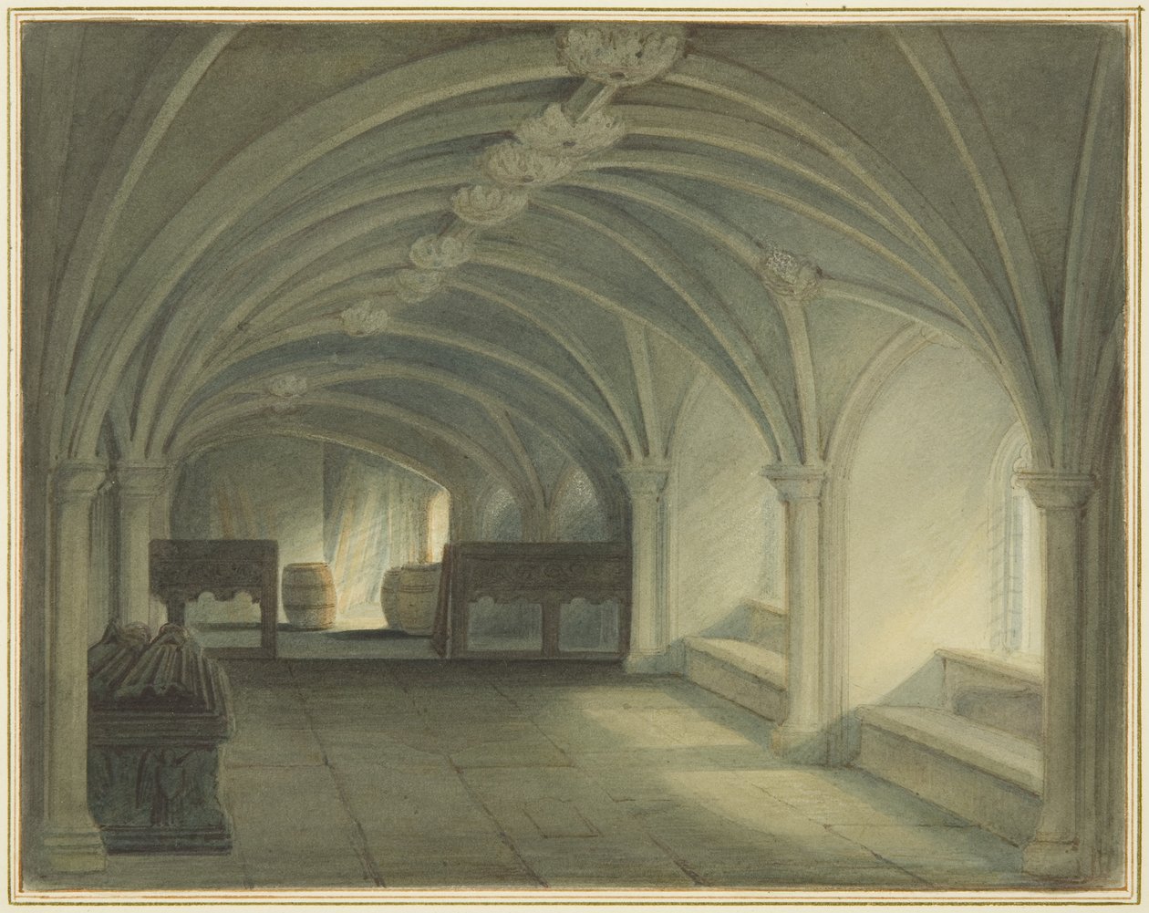 Cripta della Chiesa di San Giovanni, vista verso Ovest da Thomas Leeson the Elder Rowbotham