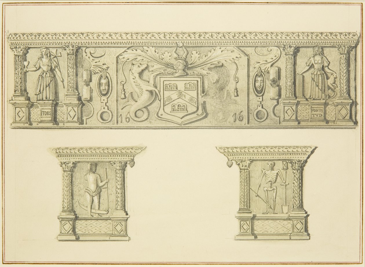 Fregio sul caminetto al 15 di Broad Street da Thomas Leeson the Elder Rowbotham