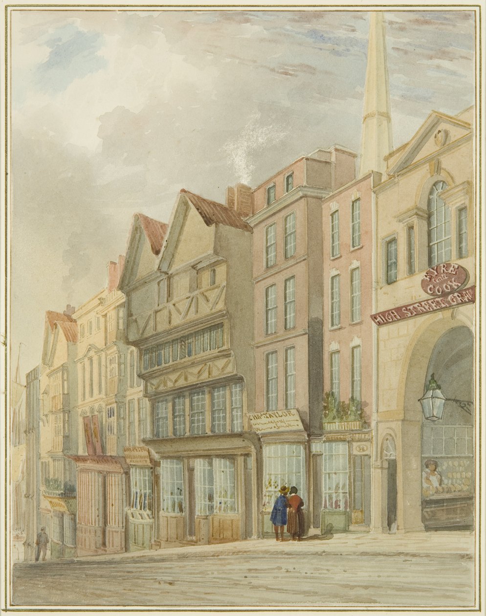 High Street con il Market Gate da Thomas Leeson the Elder Rowbotham