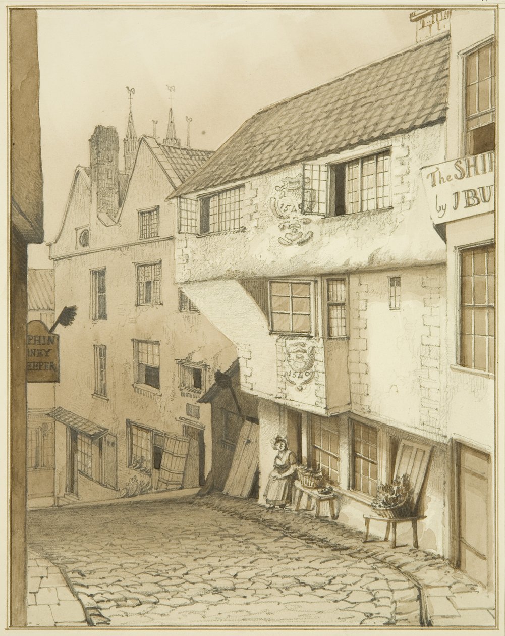 Parte inferiore di Steep Street, con casa da Thomas Leeson the Elder Rowbotham