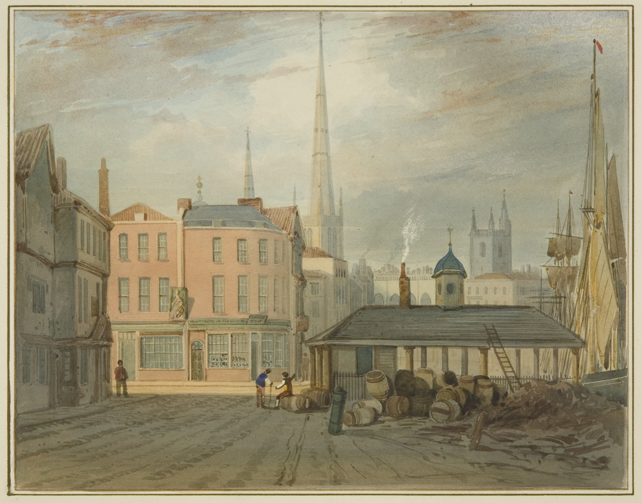 Estremità Nord-Est di King Street, mostrando il Mercato Gallese da Thomas Leeson the Elder Rowbotham