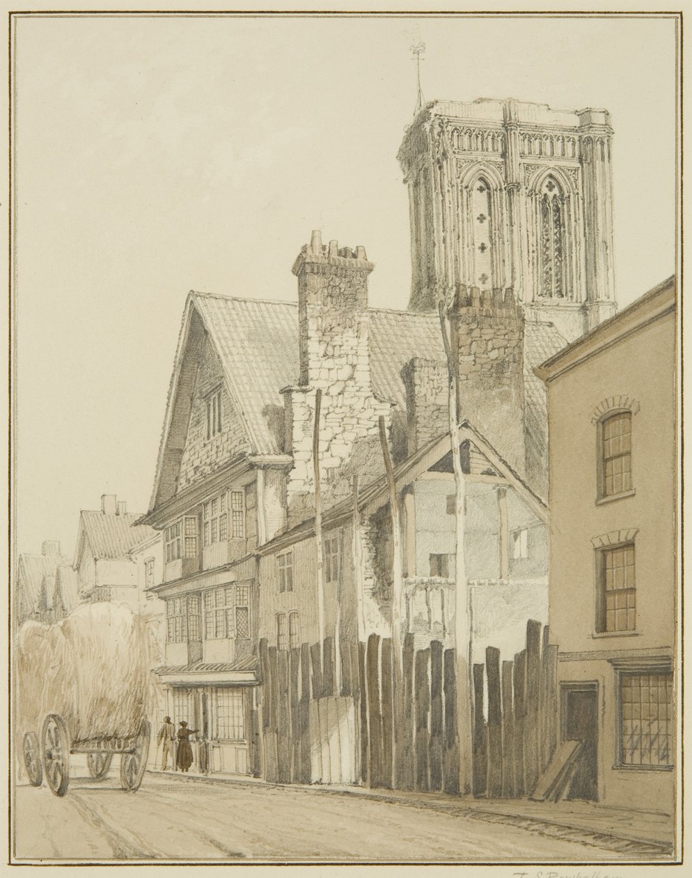 Temple Street, con la Torre della Chiesa del Tempio da Thomas Leeson the Elder Rowbotham