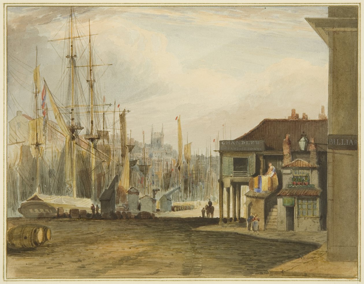 Il molo, vista verso nord, con il vecchio mercato del grano da Thomas Leeson the Elder Rowbotham