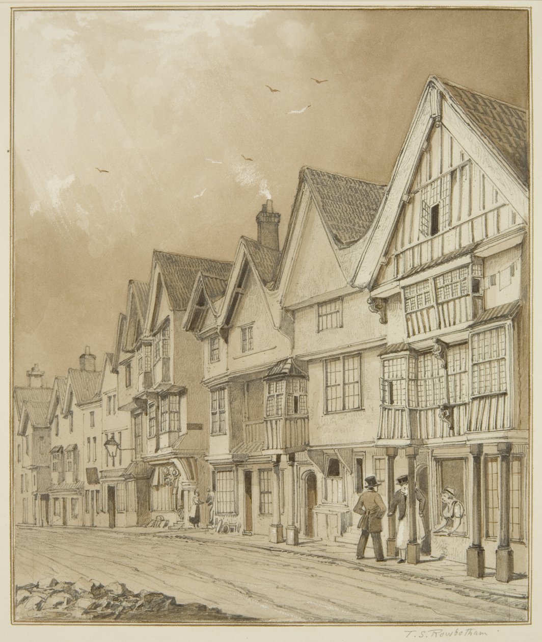 Lato ovest, Temple Street, dalle Case di Riposo di White da Thomas Leeson the Elder Rowbotham