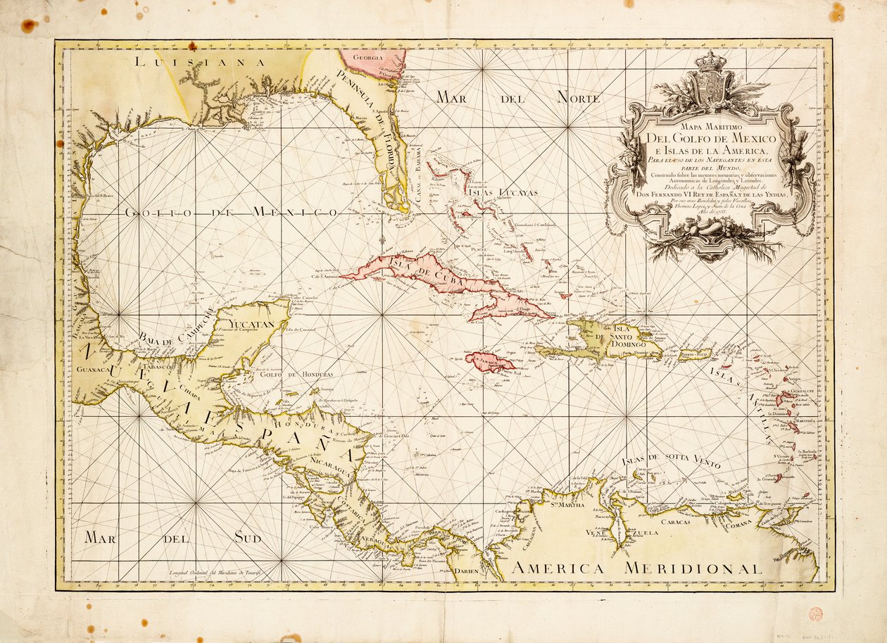 Carta del Golfo del Messico di de la Cruz da Thomas Lopez