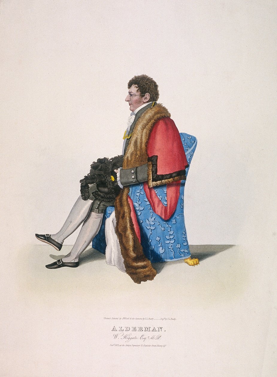 Alderman Sir William Heygate, seduto e in costume civico con veste e cappello, 1825 da Thomas Lord Busby