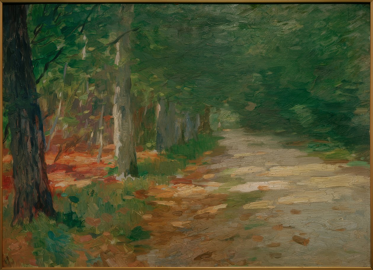 Sentiero nel bosco con macchie di sole da Thomas Ludwig Herbst