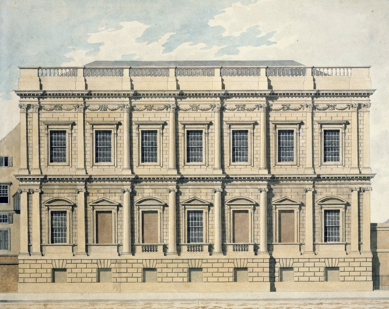 Vista della Sala dei Banchetti a Whitehall, Westminster, c.1790 da Thomas Malton Jnr.