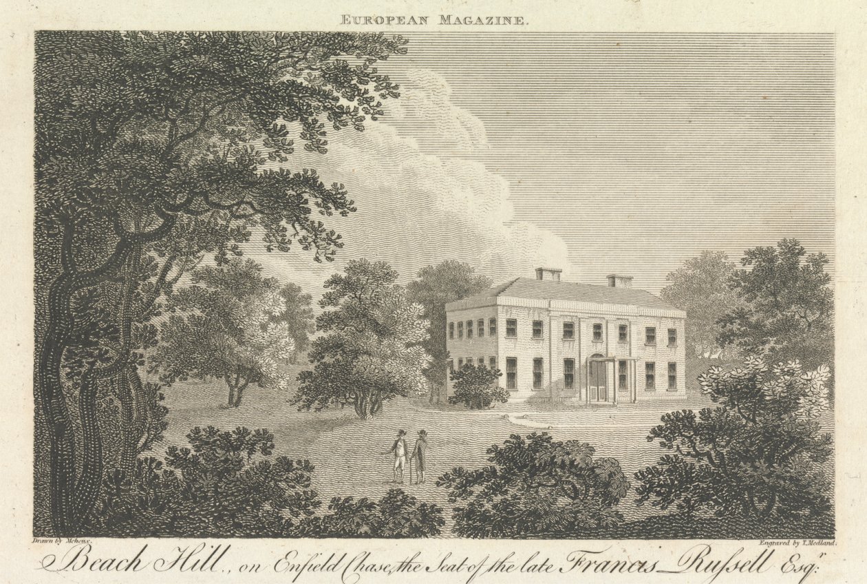 Beach Hill, su Enfield Chase, la residenza del defunto Francis Russell, Esquire, Sobborgo esterno - Nord da Thomas Medland