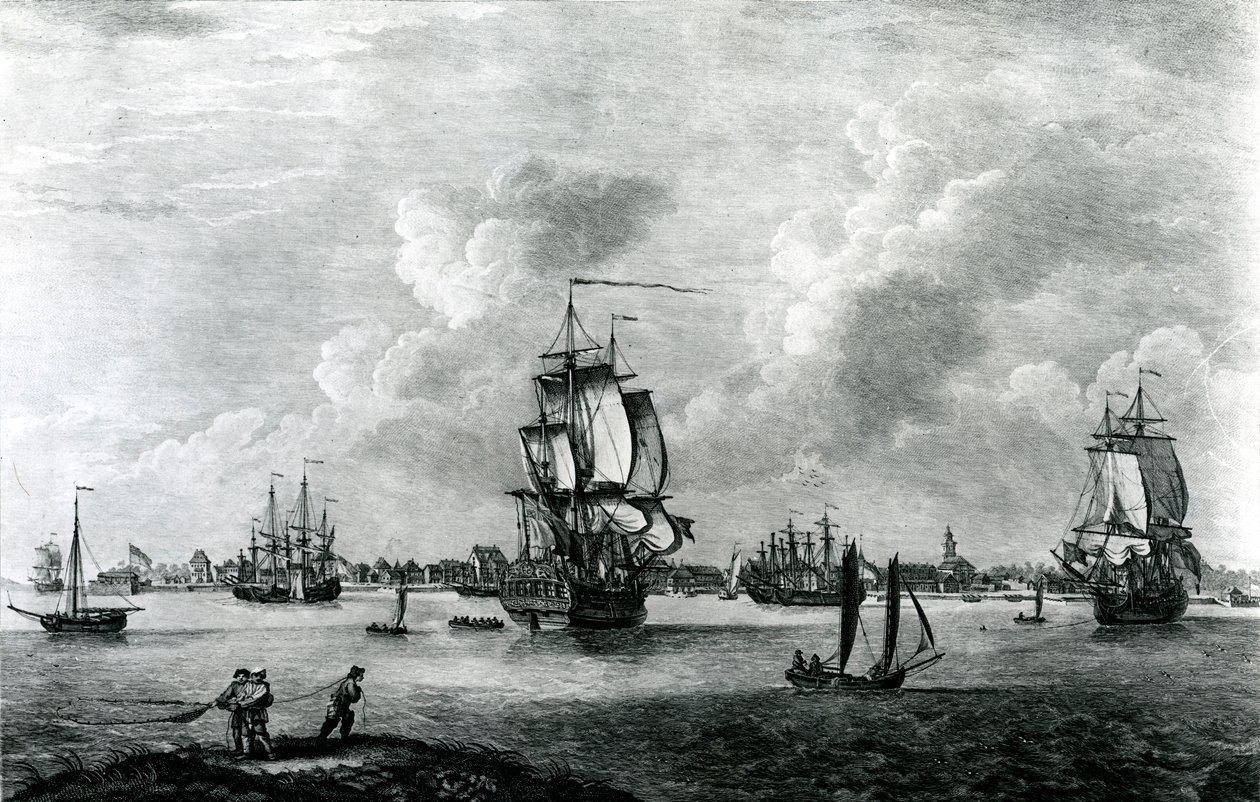 Veduta di Charles Town, capitale della Carolina del Sud in Nord America, inciso da Pierre Charles Canot da Thomas Mellish
