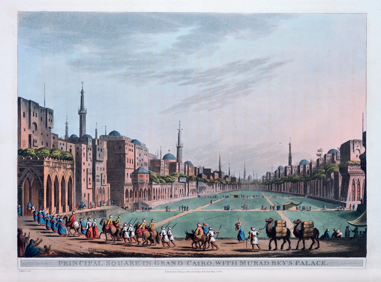 Piazza principale del Cairo, con il palazzo di Murad Bey, 1801 da Thomas Milton