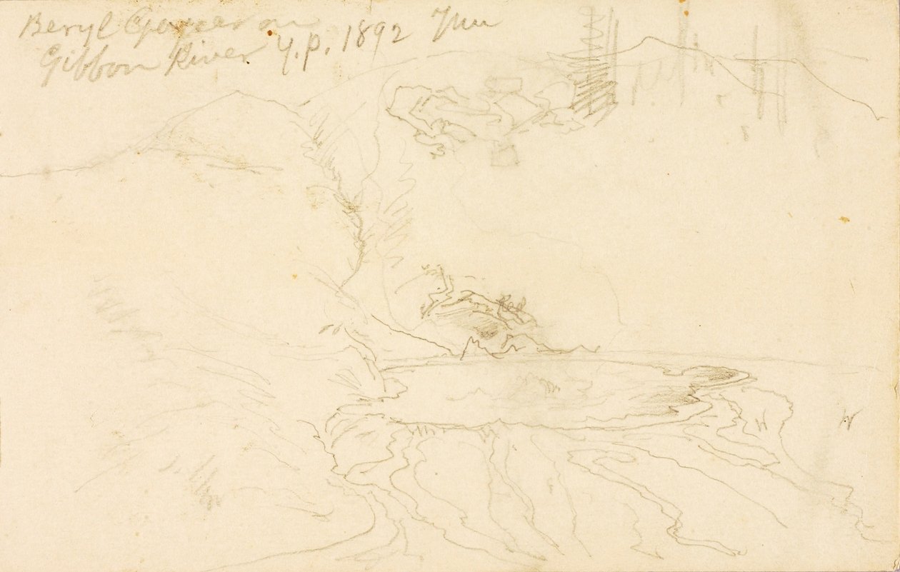 Geyser Beryl sul fiume Gibbon, Parco di Yellowstone da Thomas Moran