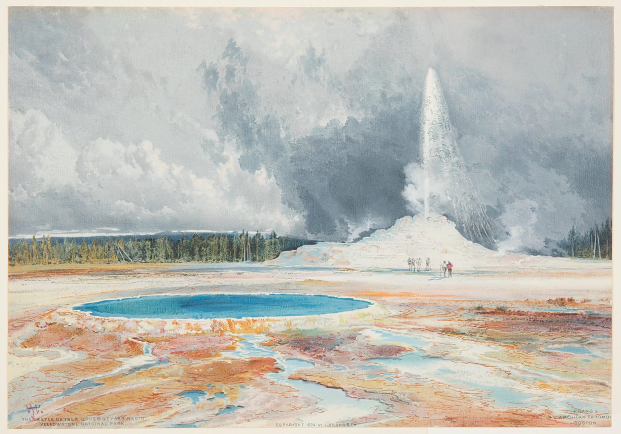 Geyser Castle, bacino superiore dei geyser, Parco nazionale di Yellowstone da Thomas Moran