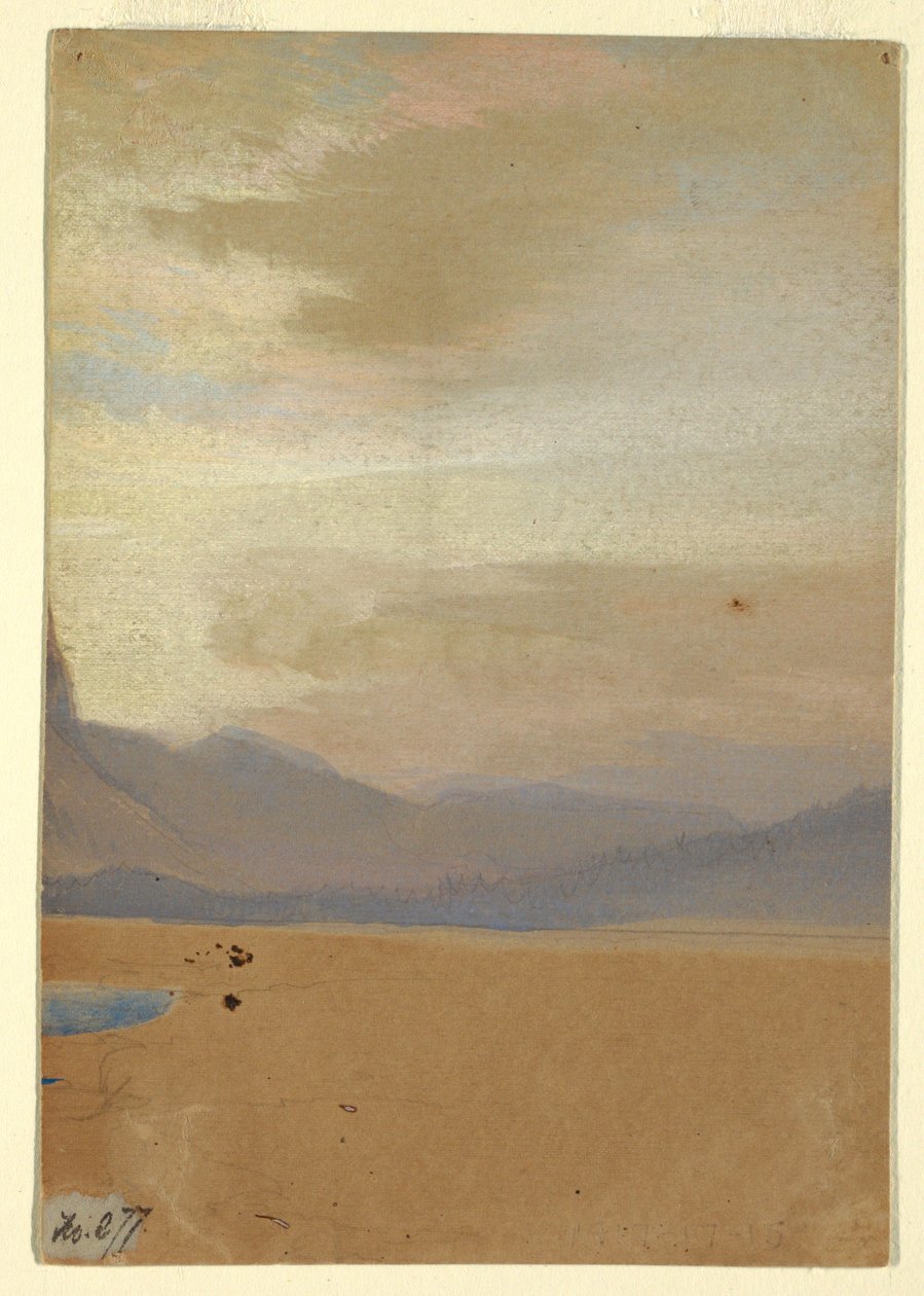 Disegno, Pianura americana con catena montuosa in lontananza, prima del 1872 da Thomas Moran