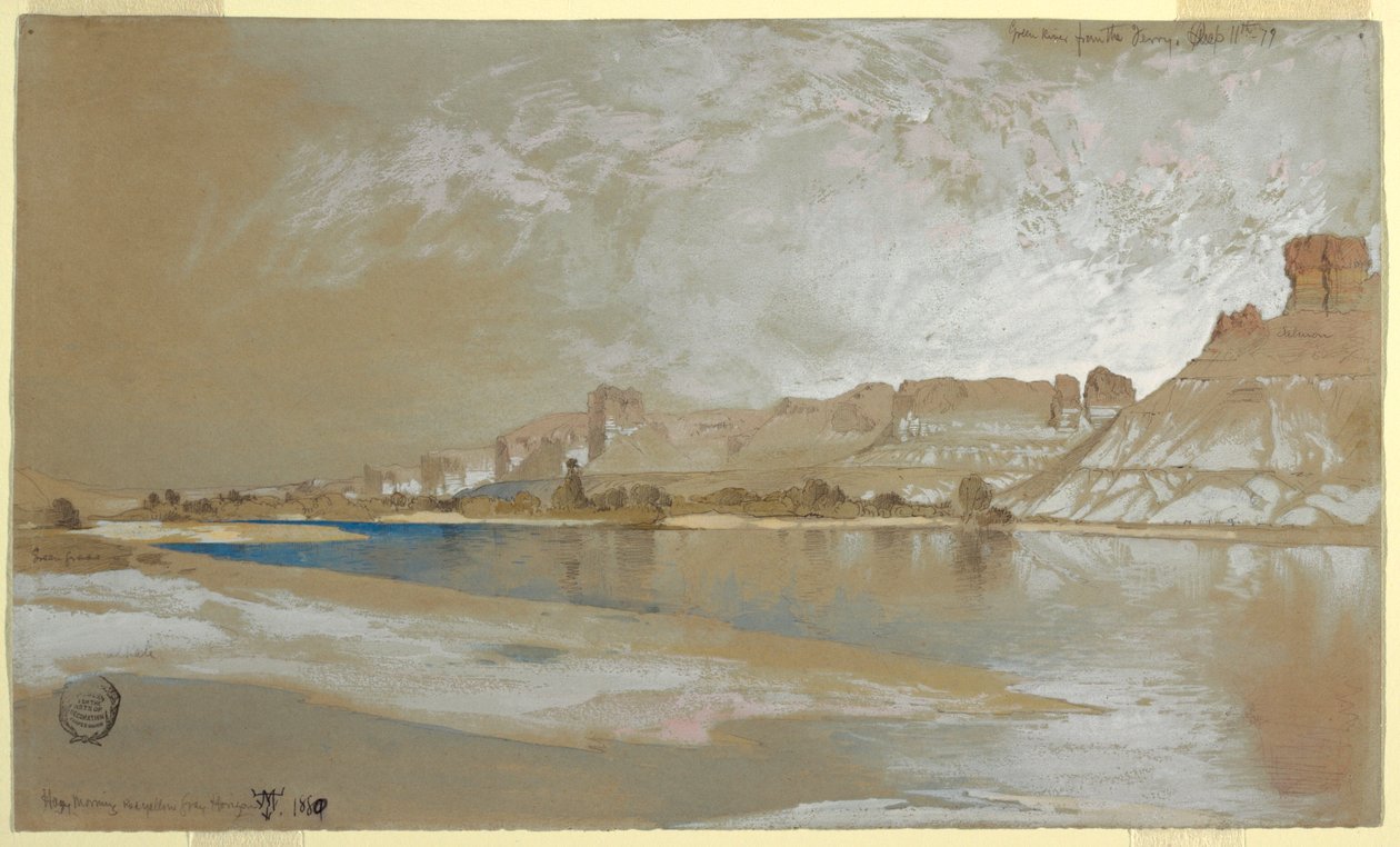 Disegno, Green River dal traghetto, Territorio del Wyoming, 11 settembre 1889 da Thomas Moran