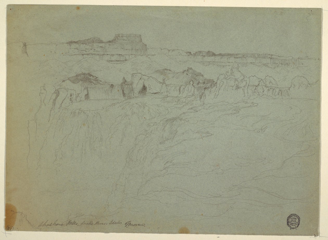 Disegno, cascate di Shoshone, fiume Snake, Idaho, 1875 da Thomas Moran