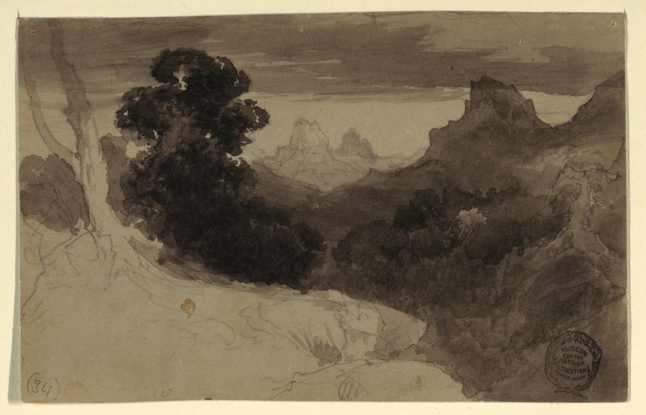 Disegno, Veduta dei Tetons, Wyoming, 1874 da Thomas Moran