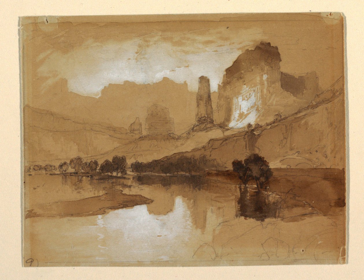 Disegno, Yellowstone sotto le cascate, probabilmente 1871 da Thomas Moran
