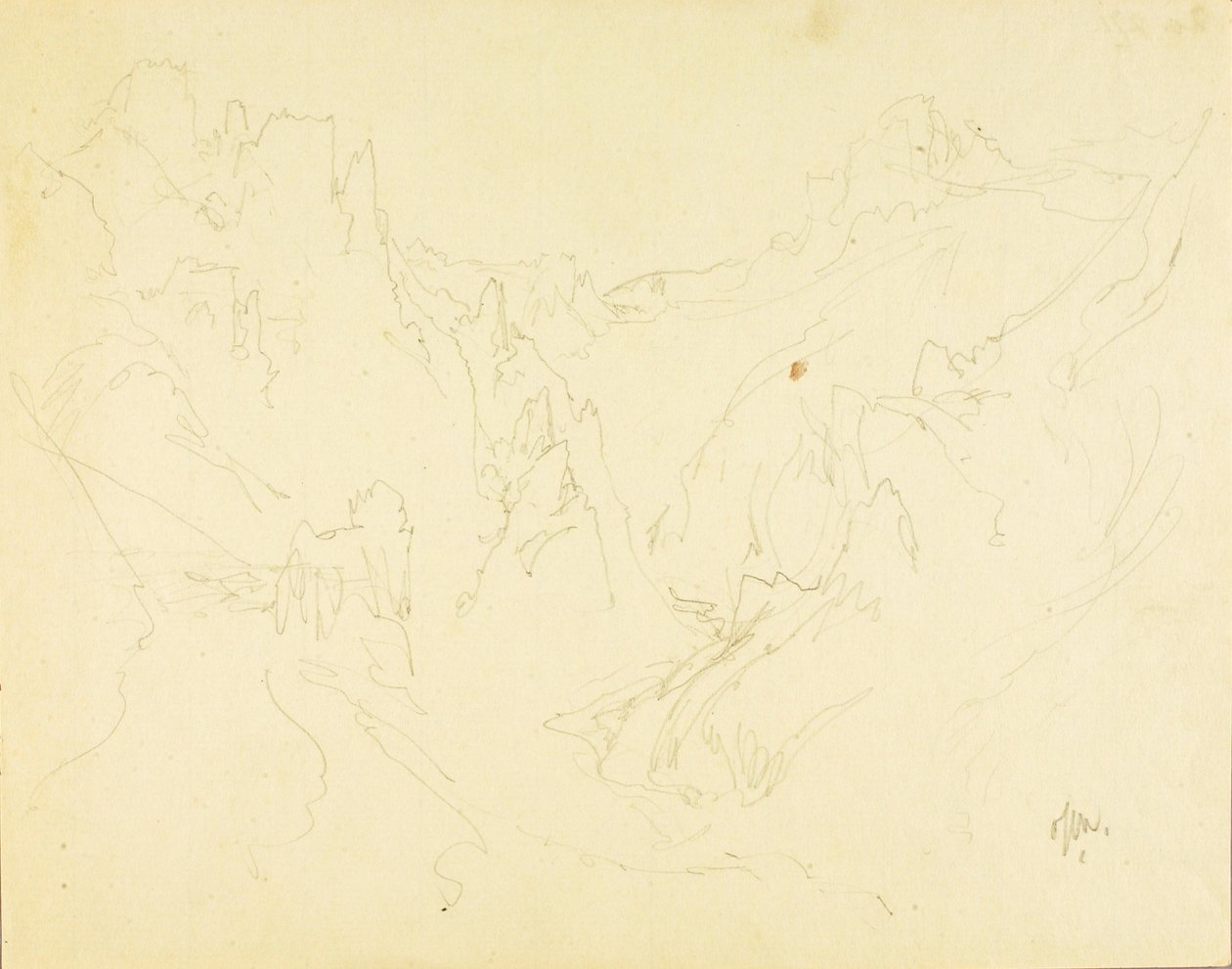 Schizzo sul campo del Rocky Canyon da Thomas Moran