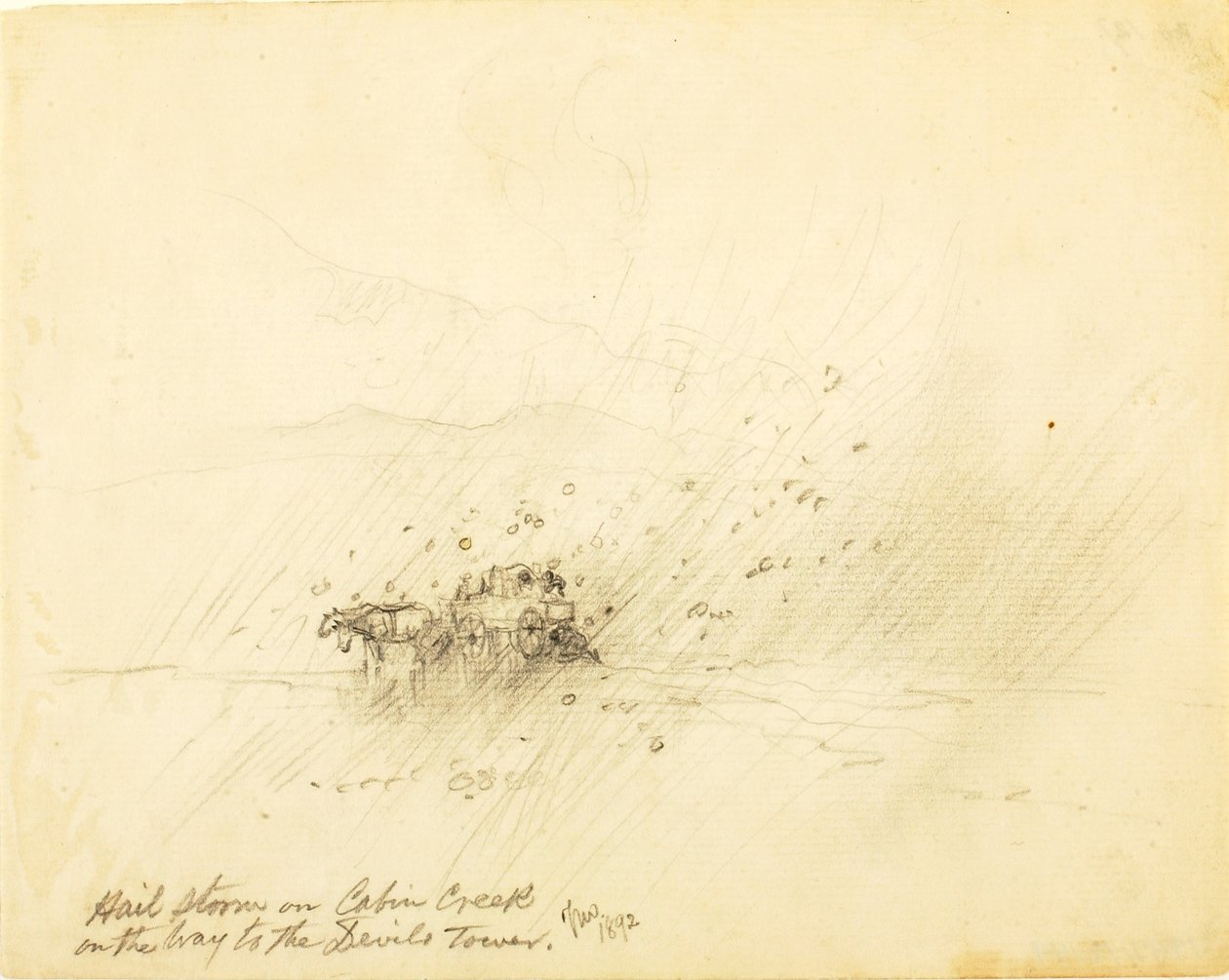 Tempesta di grandine sul Cabin Creek, sulla strada per la Torre del Diavolo da Thomas Moran