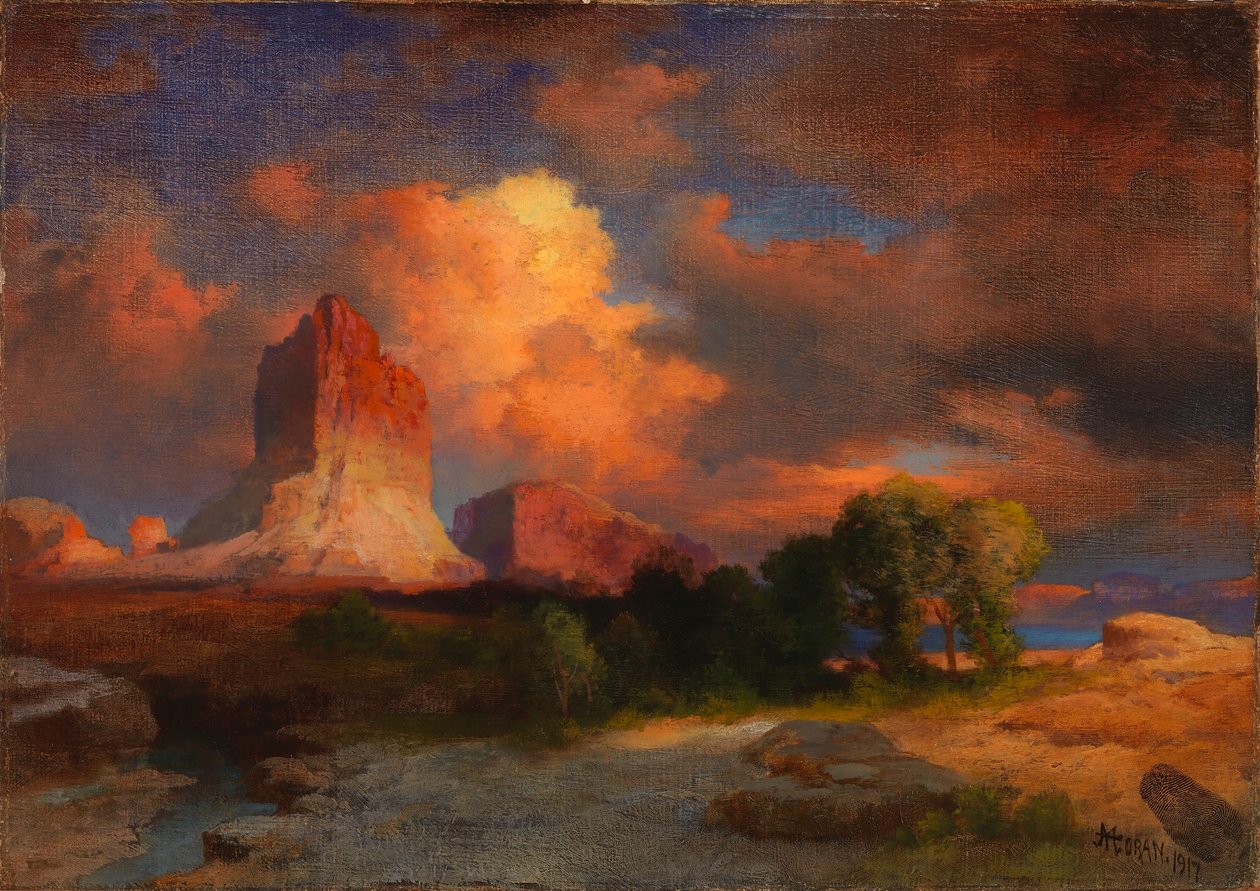 Nuvola al tramonto, Green River, Wyoming da Thomas Moran