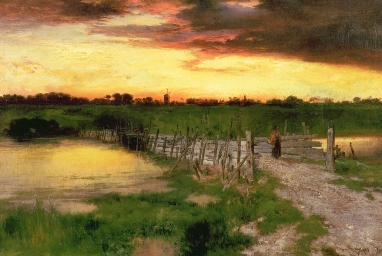 Il vecchio ponte su Hook Pond, 1907 da Thomas Moran