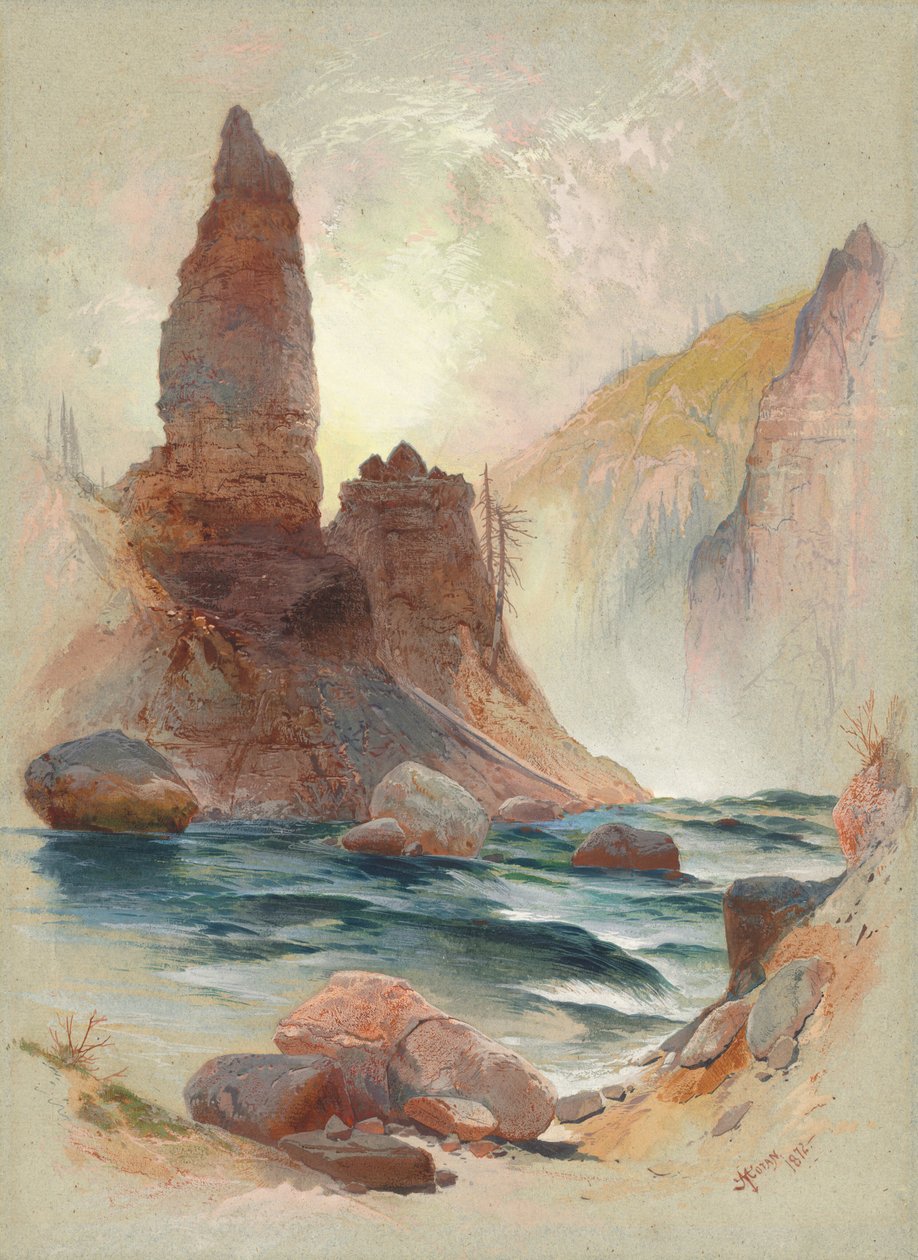 Torre alle cascate Tower, Yellowstone da Thomas Moran