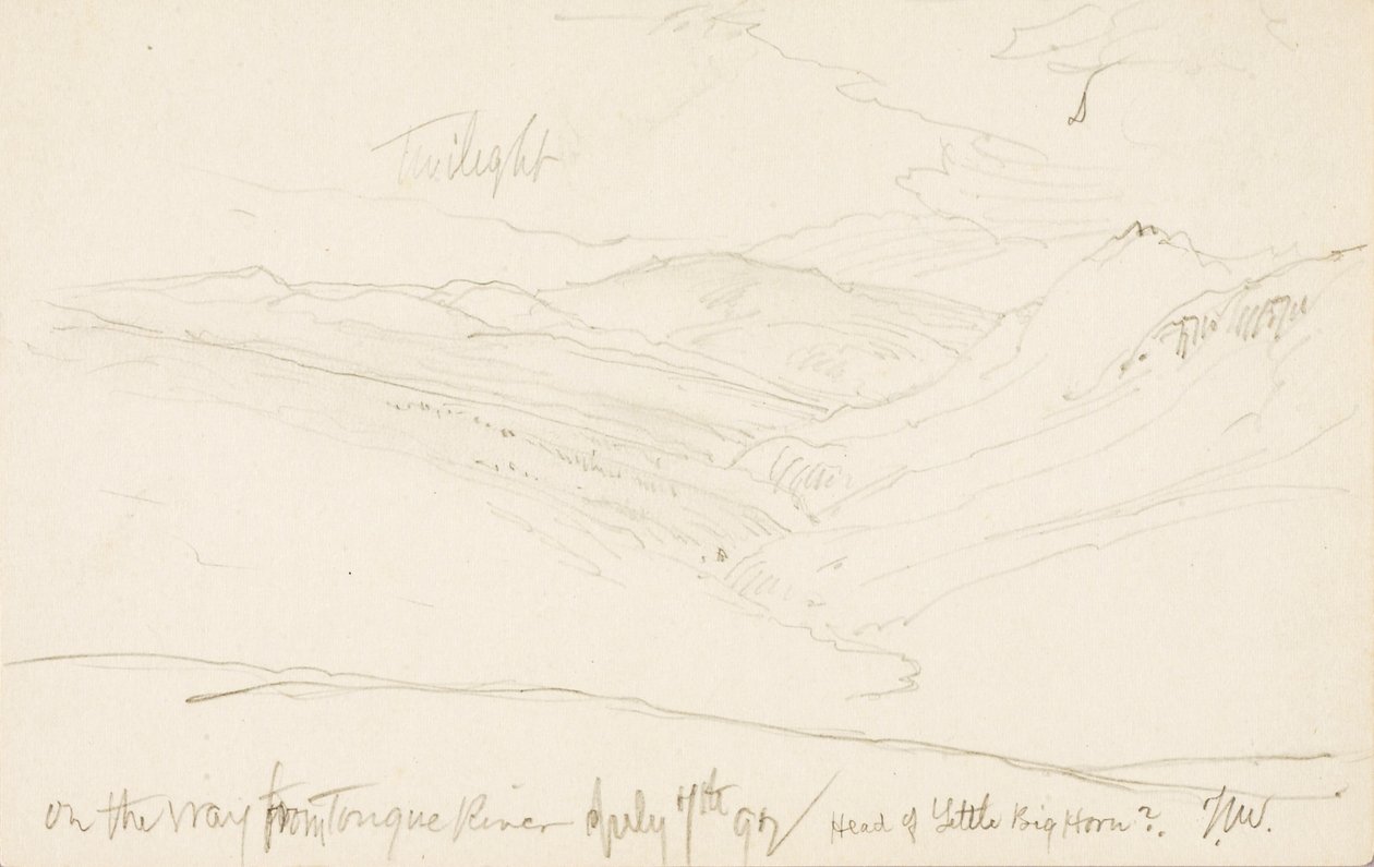 Crepuscolo sulla strada da Tongue River (capo del Little Big Horn) da Thomas Moran